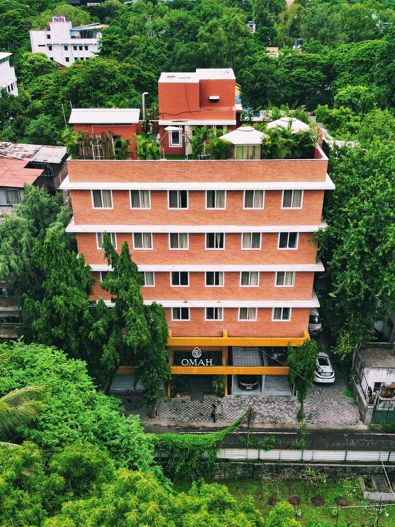 Aerial view of OMAH and its rooftop in Pune