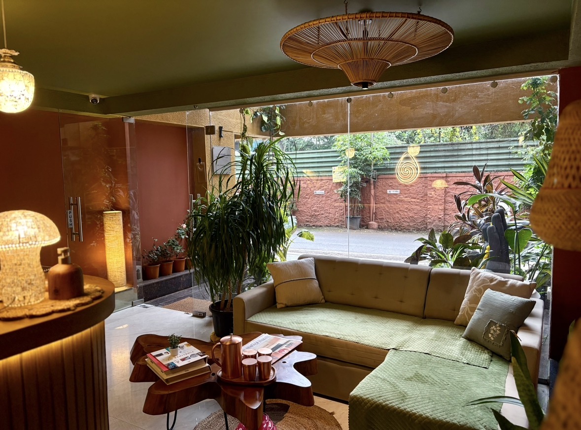 Warm common space at OMAH Pune